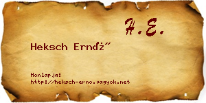 Heksch Ernő névjegykártya